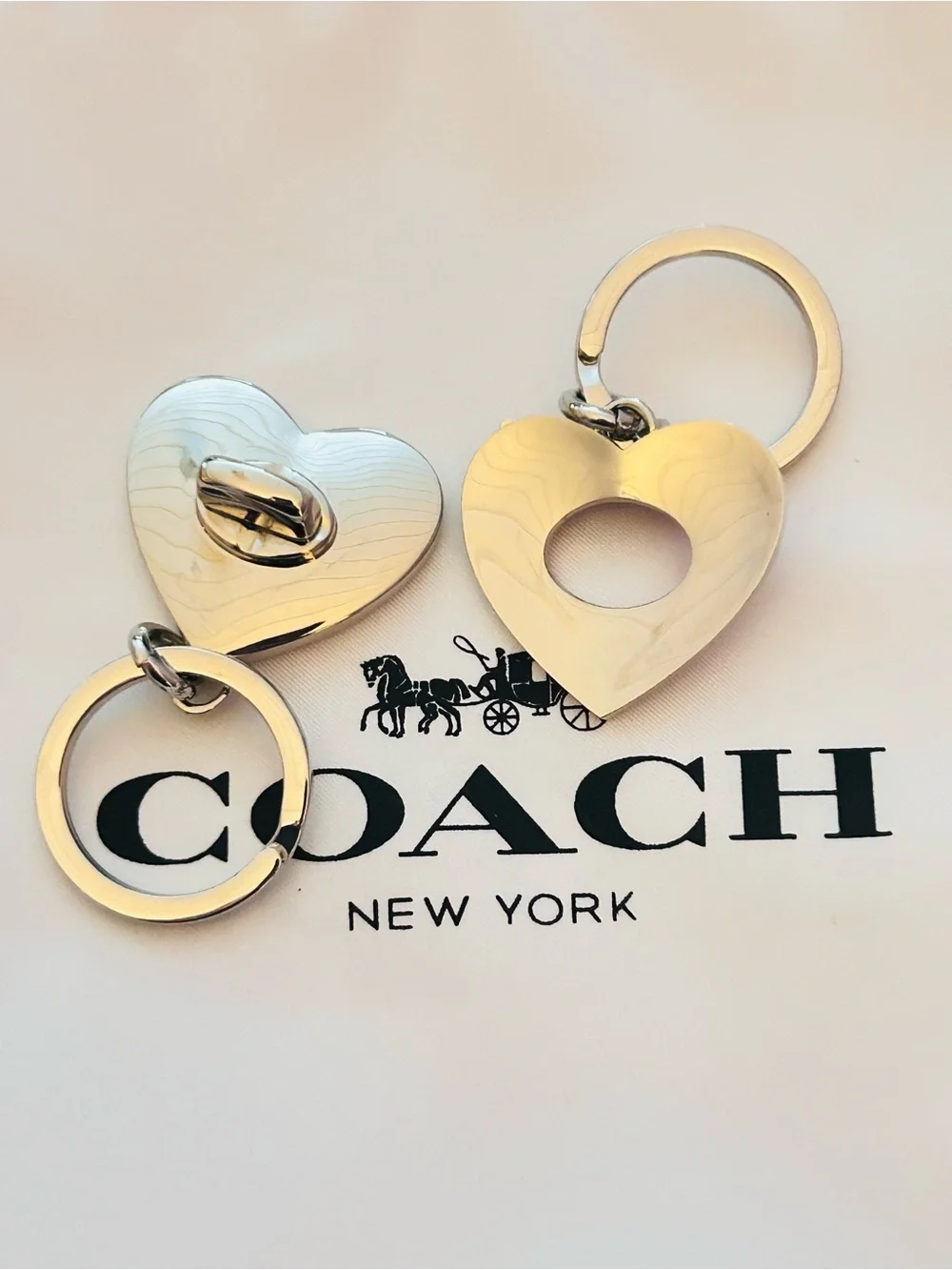 Coach Pink Heart Valet Keychain/ Bag Charm